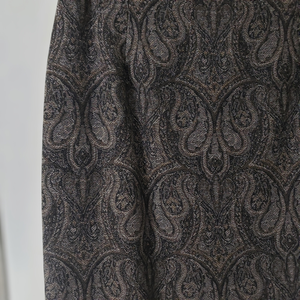 Talbots Black & Brown Paisley Wool Maxi Skirt – Fringe Hem Size 6 - Picture 5 of 14